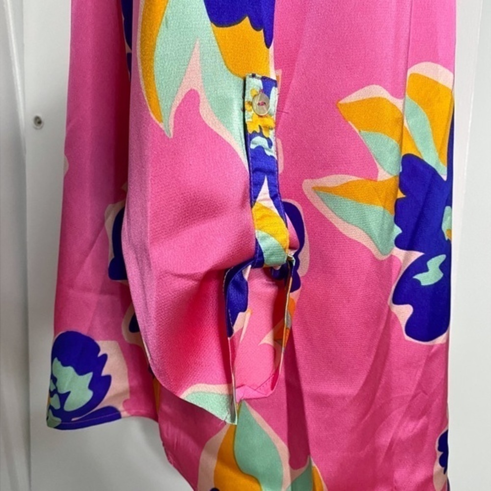 Jodifl Pink and Blue Floral Long Sleeve Blouse NWT - Picture 6 of 14